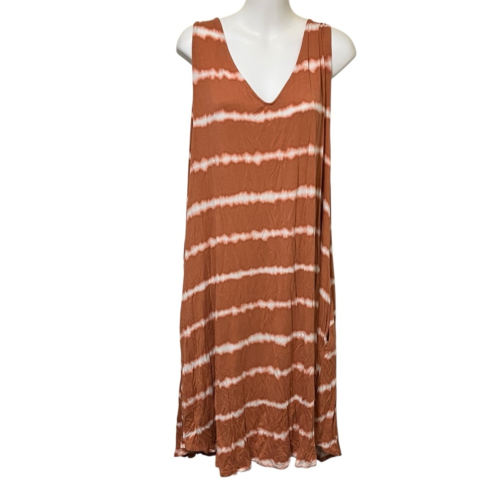 Maurices 24/7 Peach Striped Tie Dye Sleeveless Shift Dress
